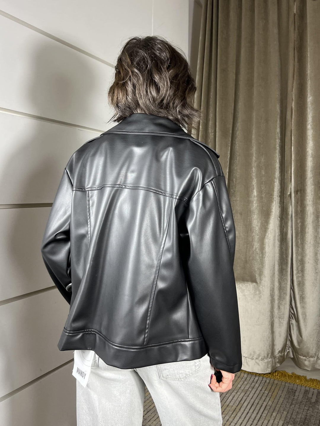 giubbotto in ecopelle modello biker over nero KFS-Q013NERO HAVE ONE