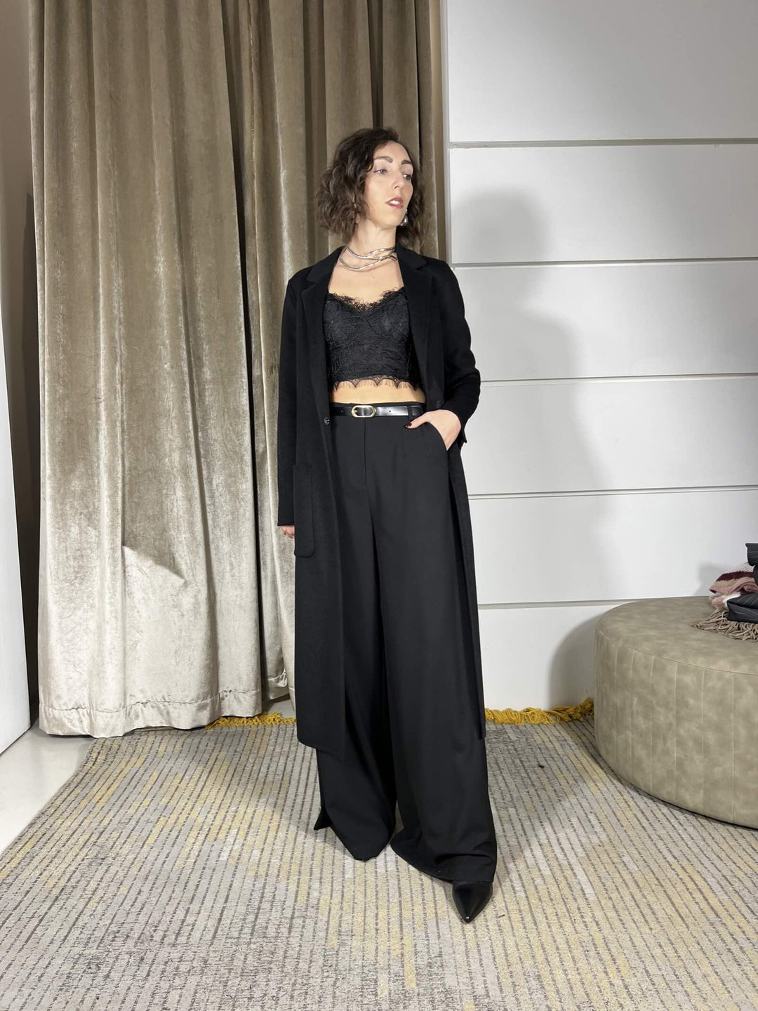 cappotto lungo nero monopetto TF0002NERO VICOLO