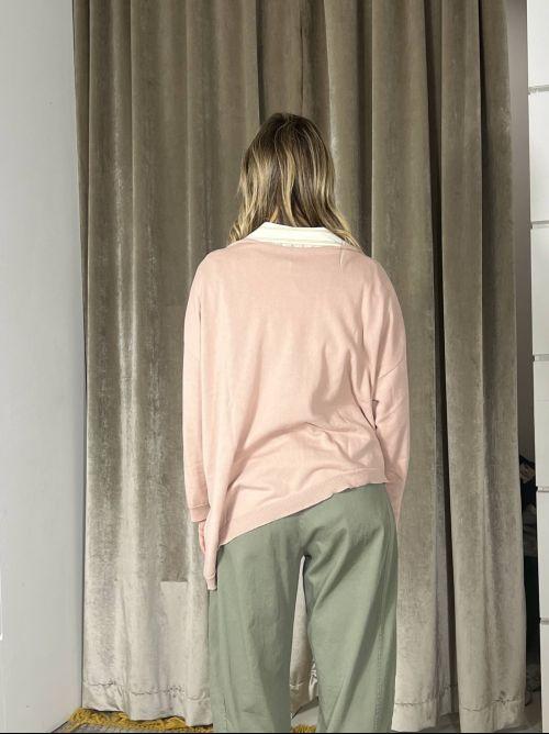 maglia in cotone rosa phard asimmetrica con scollo a barchetta 61154ROSA PHARD SUSY MIX