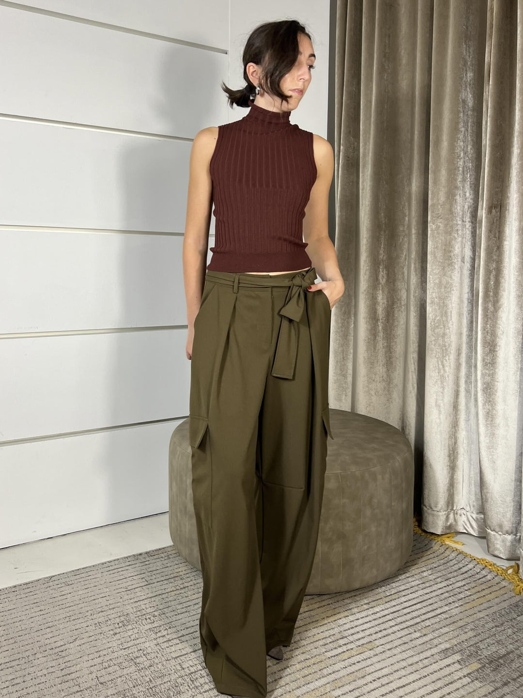 pantalone cargo militare FW250036MILITARE TENSIONE IN