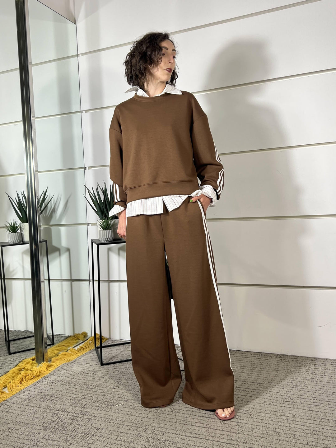 compelto felpa e pantalone con bande a lato moro 26MP8328/1MORO FEMME SELECTION