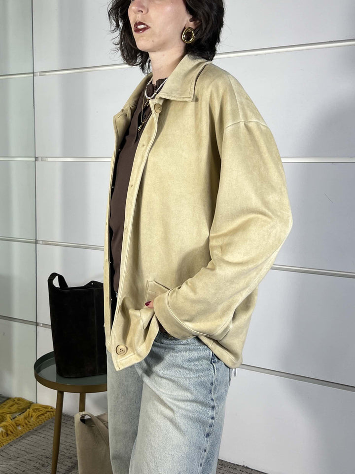 giacca camicia scamosciata con collo a camicia JMA-Q026CAMMELLO HAVE ONE