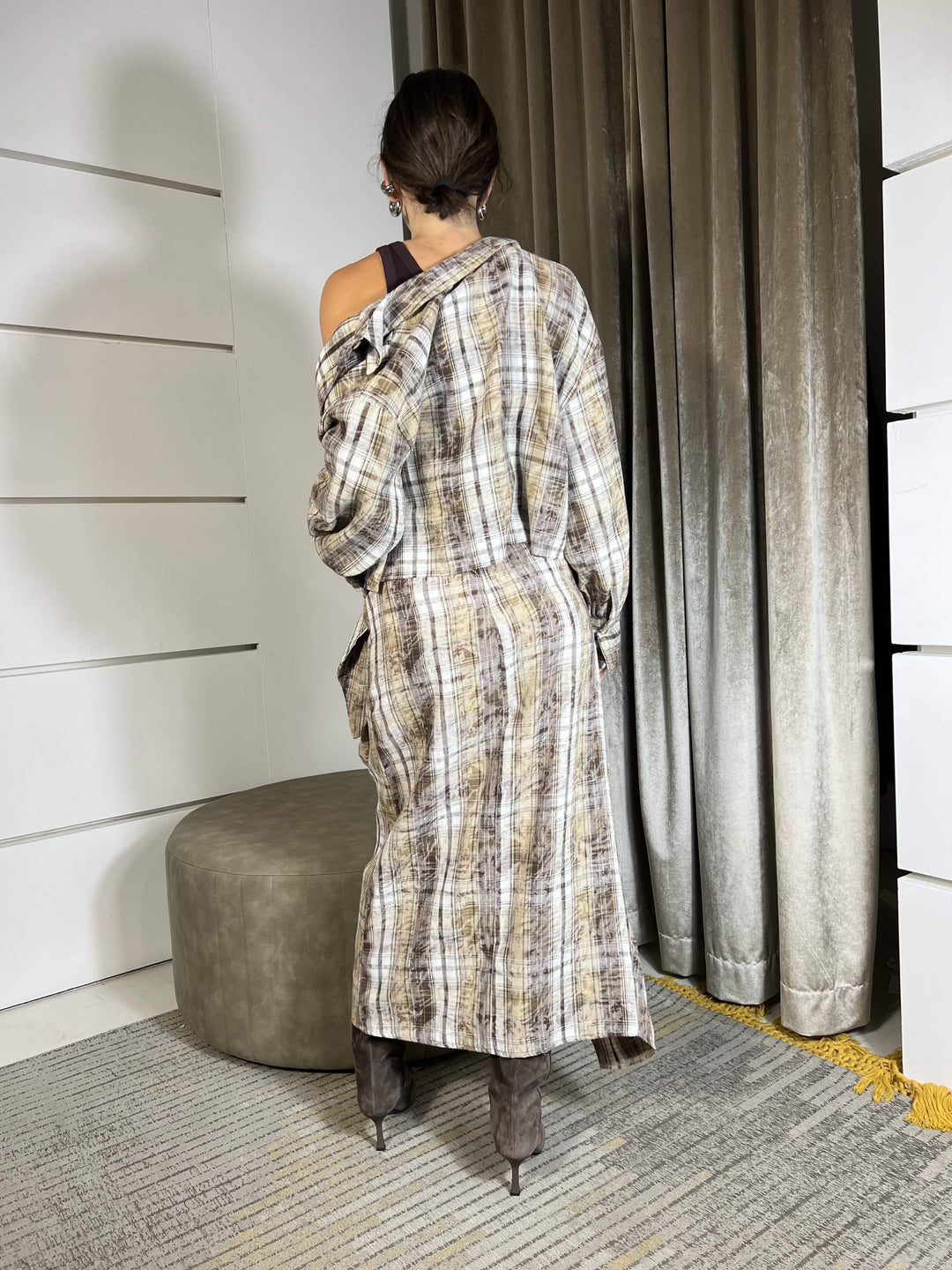 GONNA LUNGA A SCACCHI CON NODO TF0293MORO/BEIGE VICOLO