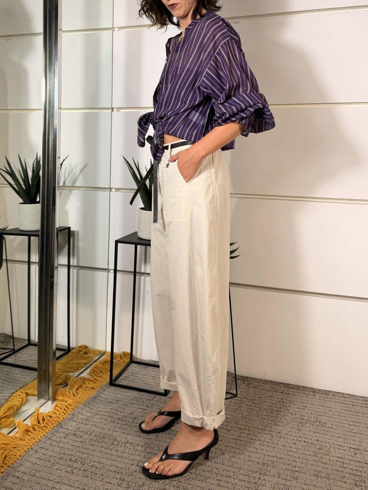 pantalone a ovetto sabbia in cotone leggero 58300TLSABBIA SUSY MIX