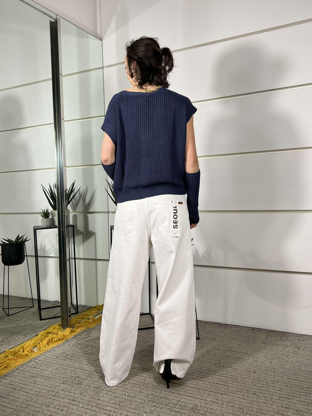 jeans barrel fit bianco SEOULBIANCO TWO WAY