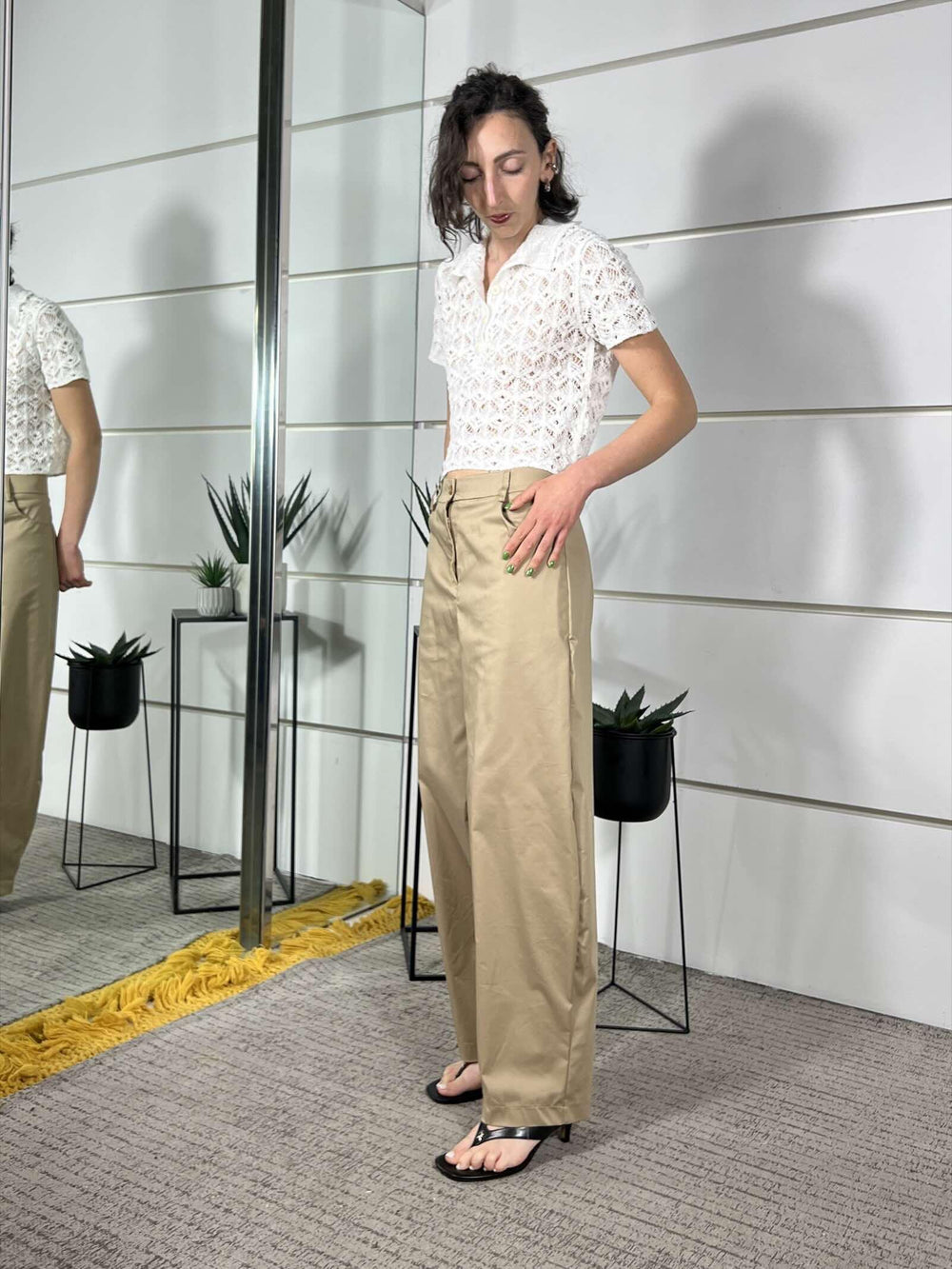 pantalone barrel beige PA26SRO194BEIGE TWO WAY