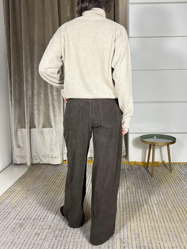 pantalone bella in velluto moro PLS-P238MORO HAVE ONE