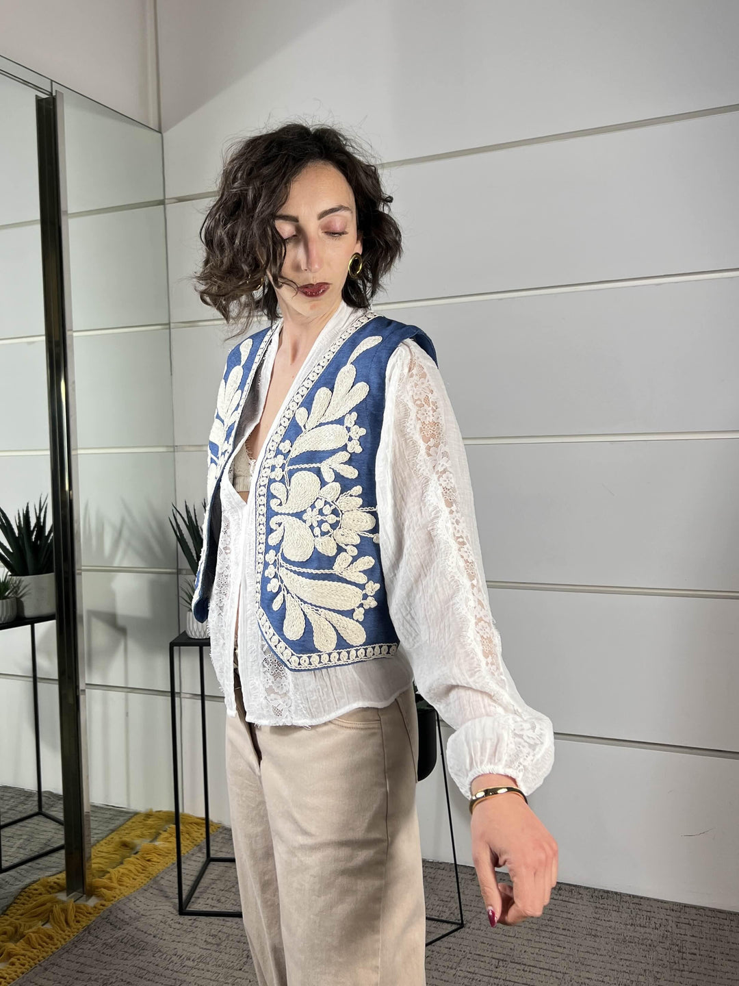 gilet iin denim con ricamo 26780003JEANS SUSY MIX