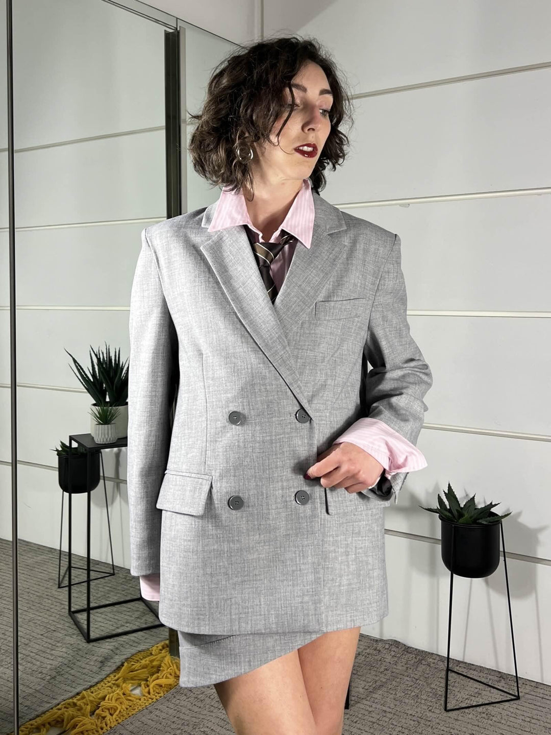 giacca over doppiopetto grigio chiaro melange TAB1347GRIGIO MELANGE CHIARO VICOLO