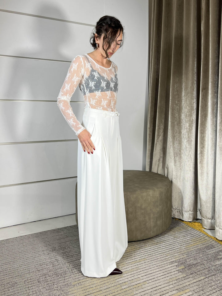 pantalone ampio con cinta e pinces latte P3ZQKHX1140 IMPERIAL