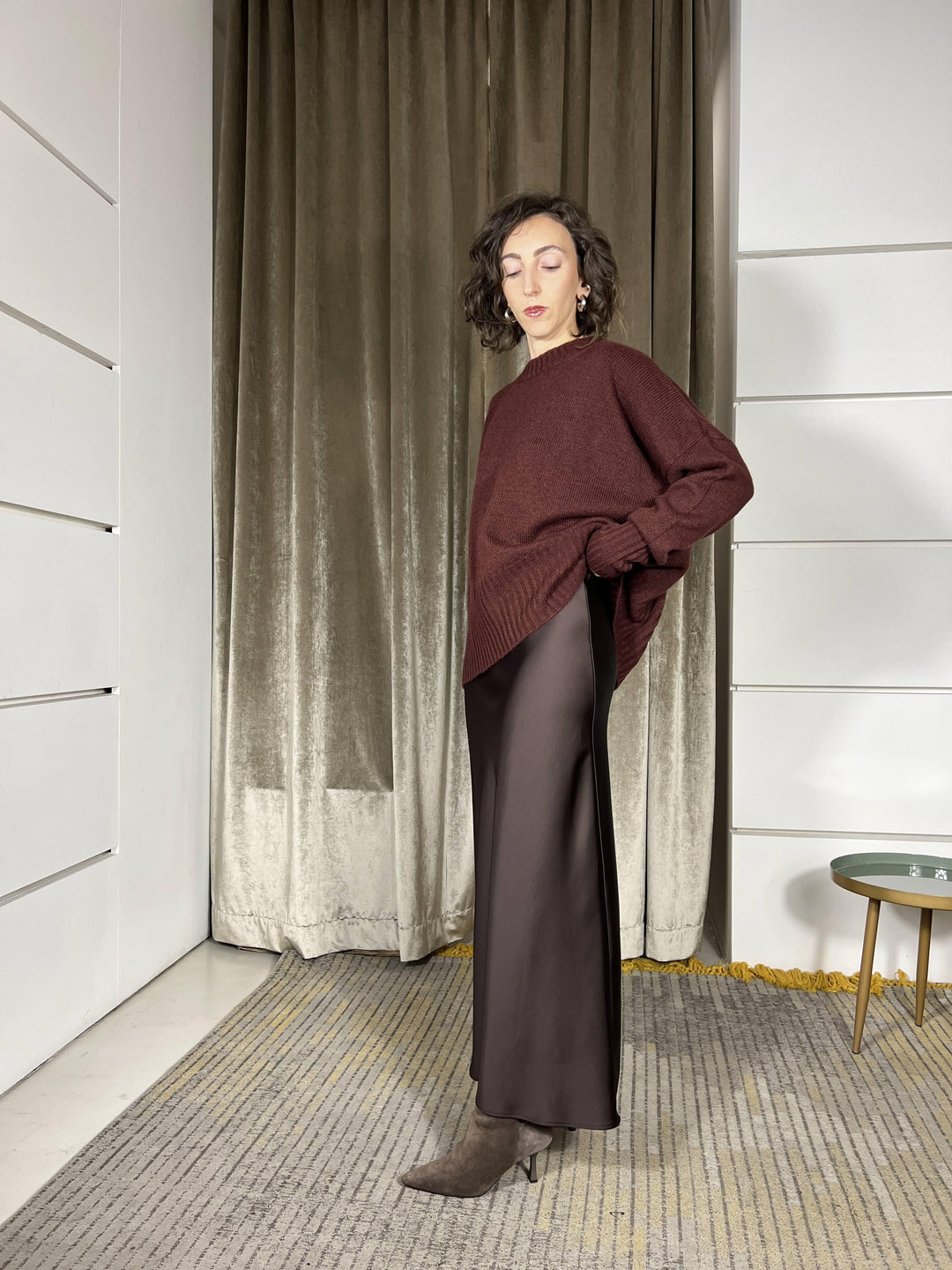 gonna satin con elastico in vita moro GHN4KBA1880 IMPERIAL