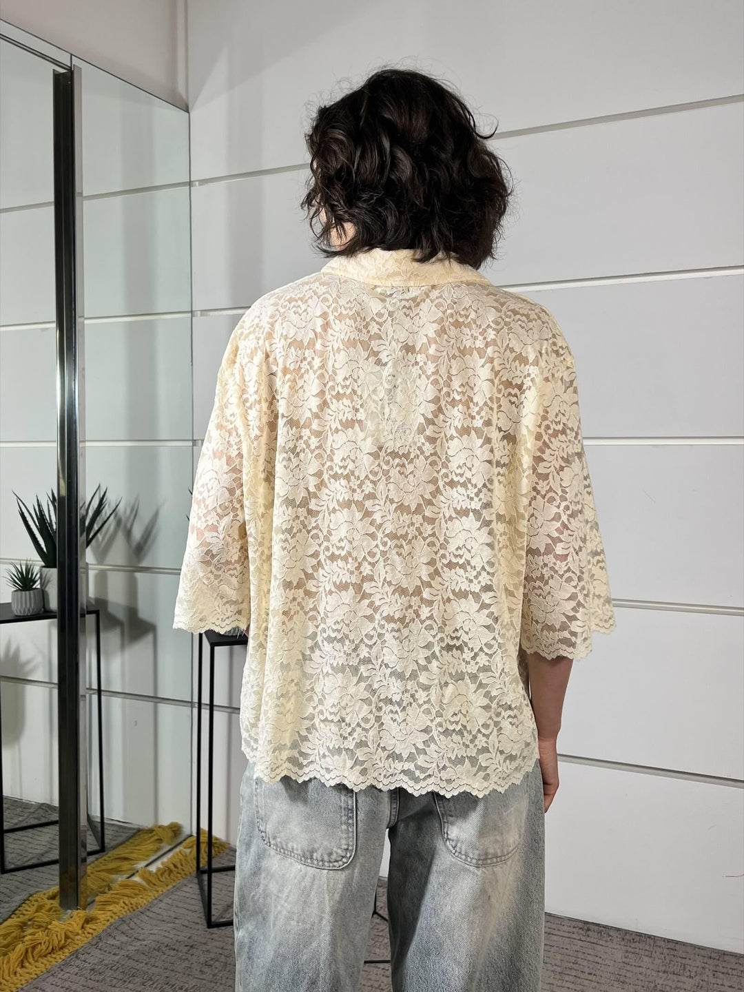 maglia a polo over in pizzo crema 12088CREMA SUSY MIX