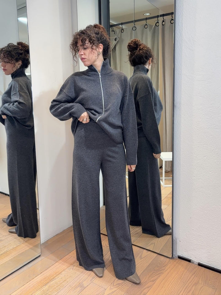 pantaloni ampi in maglia grigio melange ADAM005 PENNYBLACK BLACK