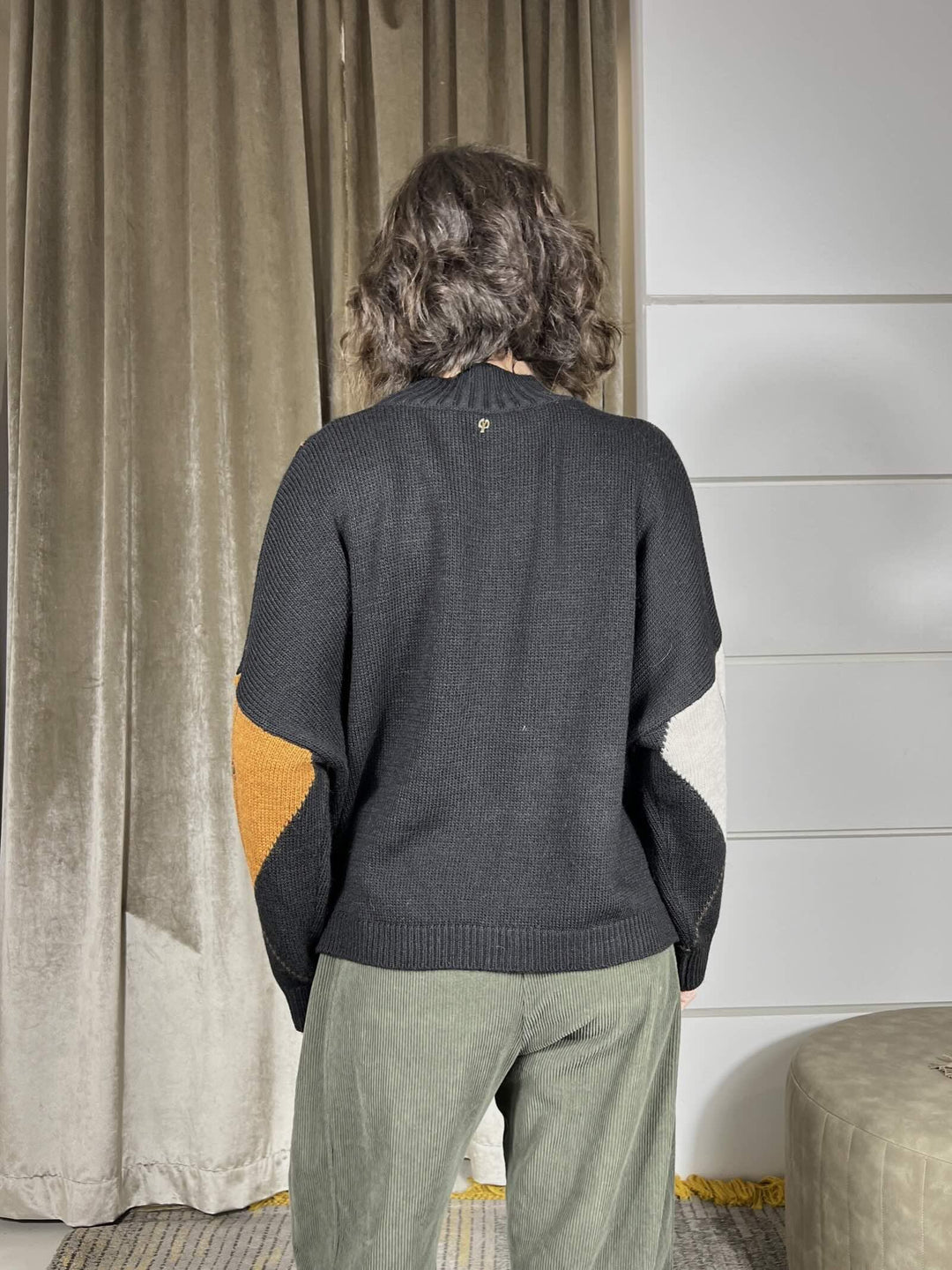 maglione con rombi nero in misto lana F01E0886NERO PHILIA LOFT