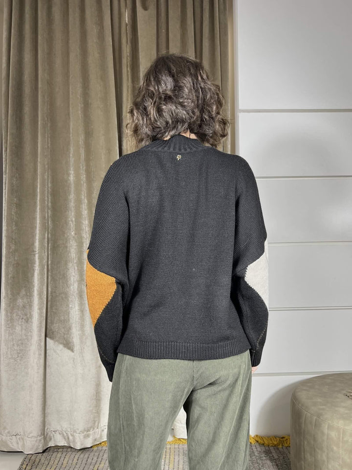 maglione con rombi nero in misto lana F01E0886NERO PHILIA LOFT