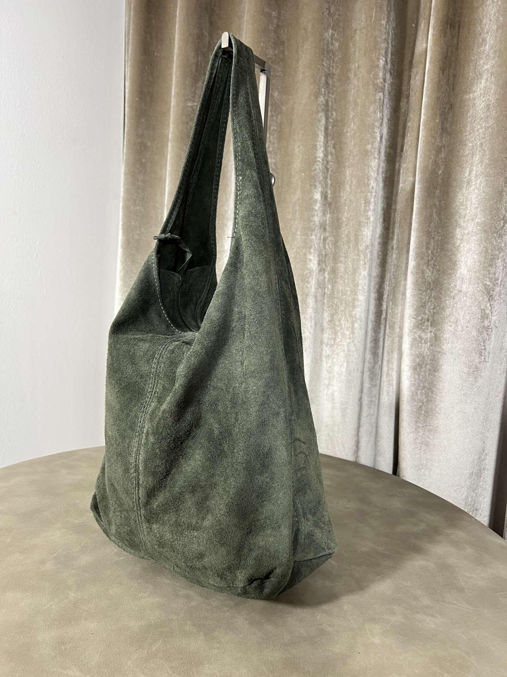 borsa in camoscio con zip vera pelle con borsa piccola con zip verde 248718VERDE FEMME CAFE SELECTION