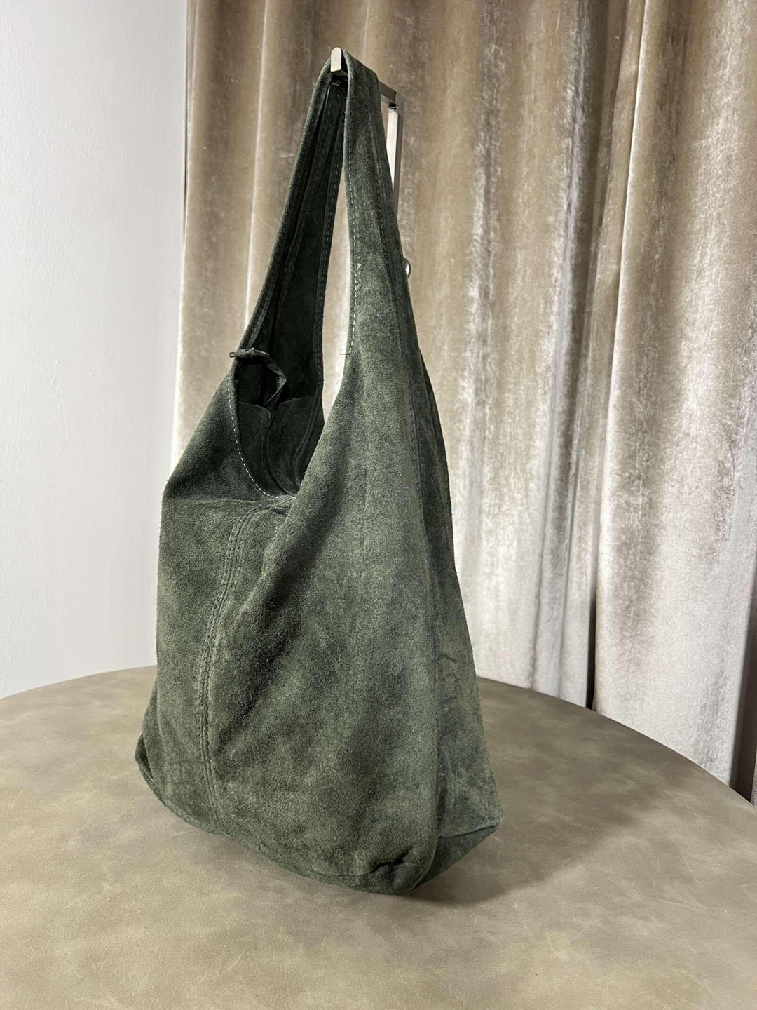 borsa in camoscio con zip vera pelle con borsa piccola con zip verde 248718VERDE FEMME CAFE SELECTION