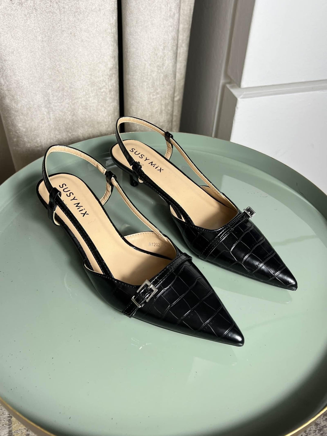 slingback cocco nera A1202NERO SUSY MIX