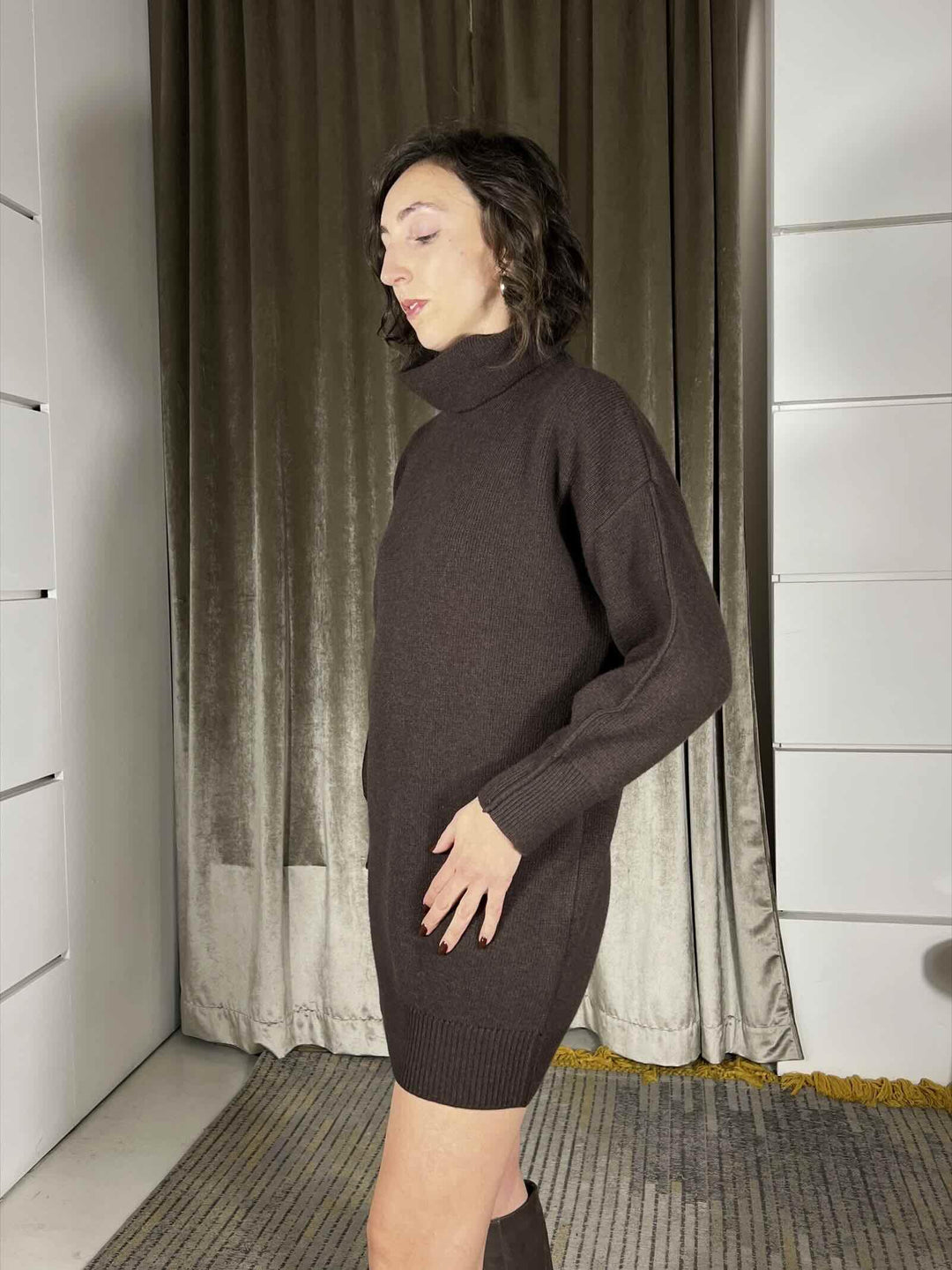 abito in maglia collo alto in misto lana moro 77131FMORO VICOLO