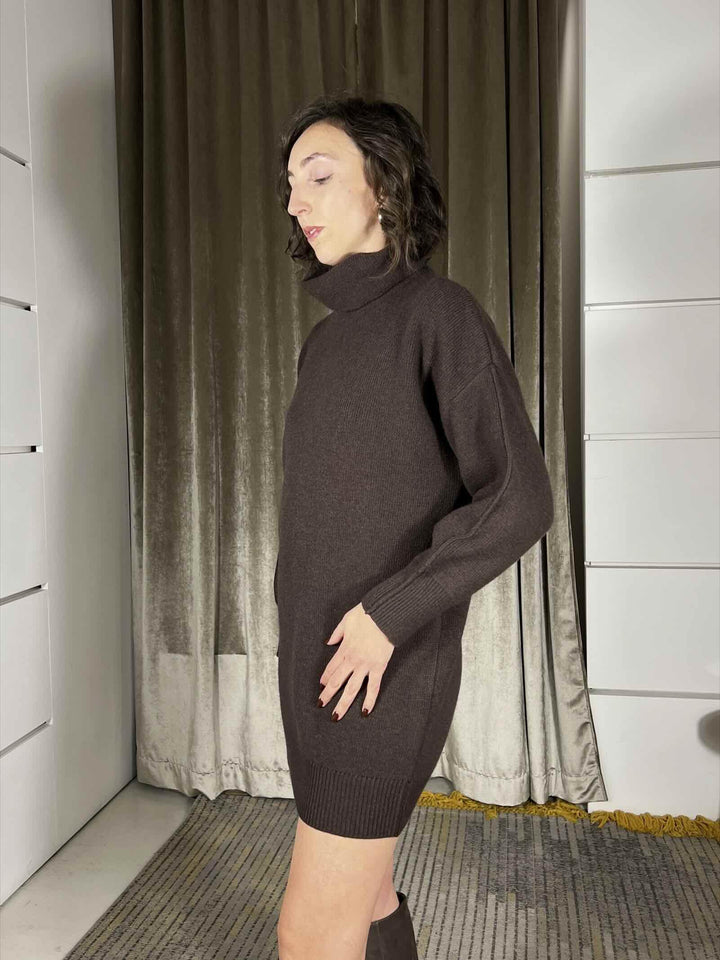 abito in maglia collo alto in misto lana moro 77131FMORO VICOLO