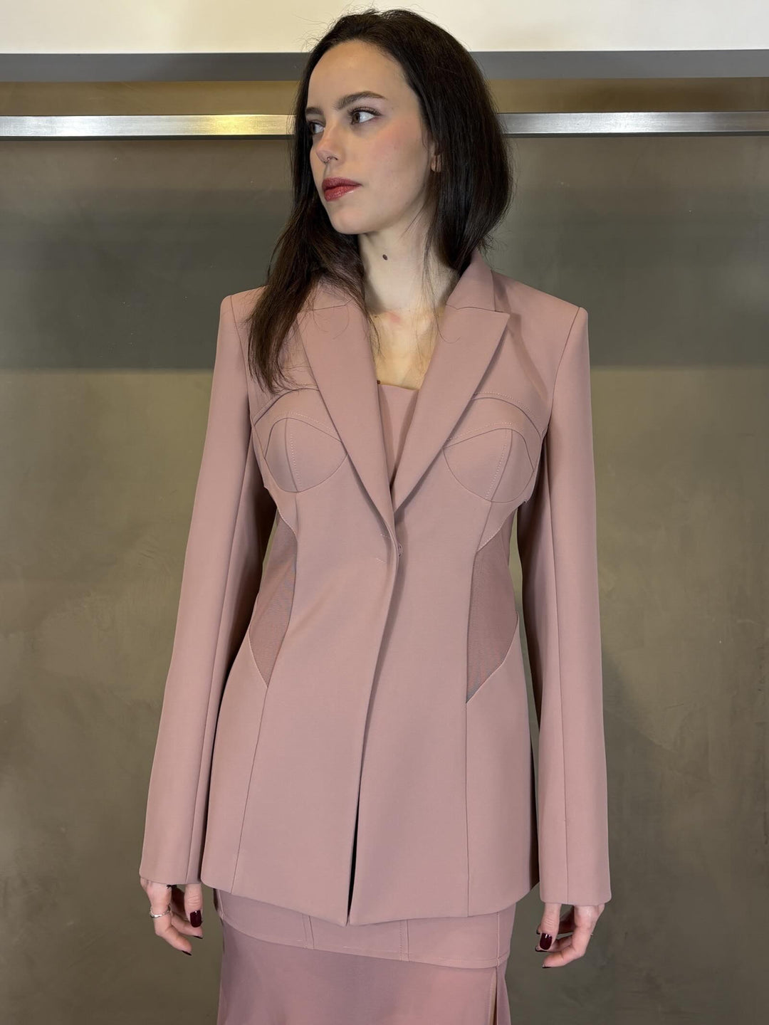 Blazer a bustier rosa antico 2S1547A737B885 PATRIZIA PEPE MAIN