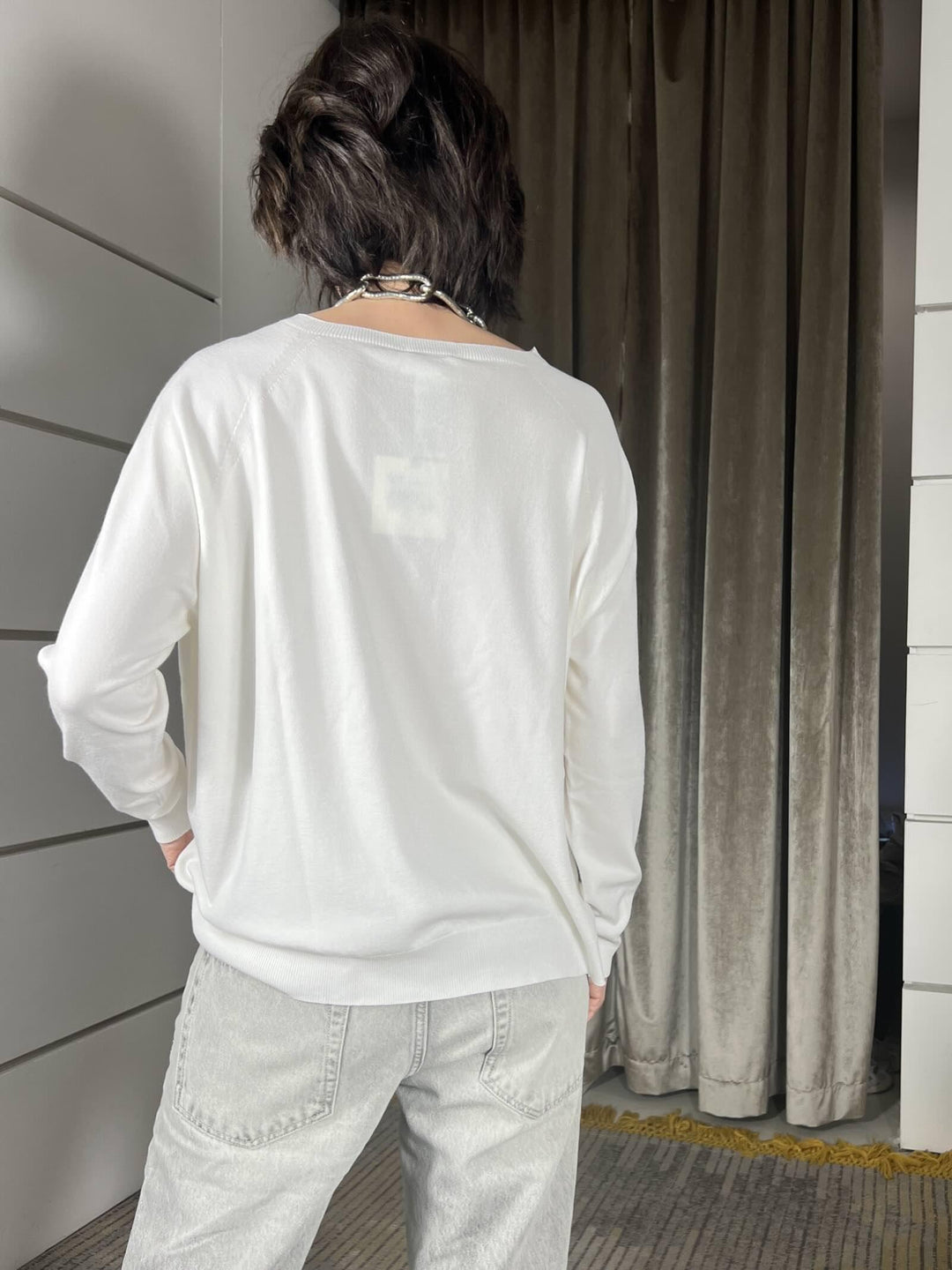 maglia vicolo over in viscosa con scollo a barca latte 2AB2111LATTE VICOLO