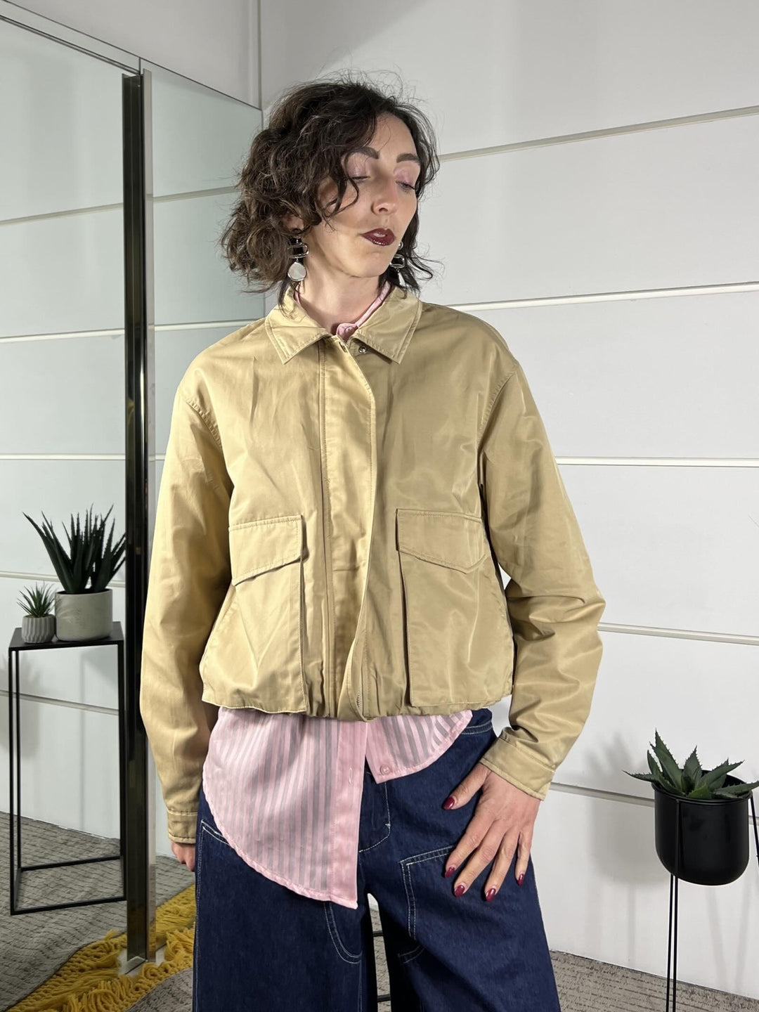 bomber tessuto trench con tasconi fango T830FANGO SUSY MIX
