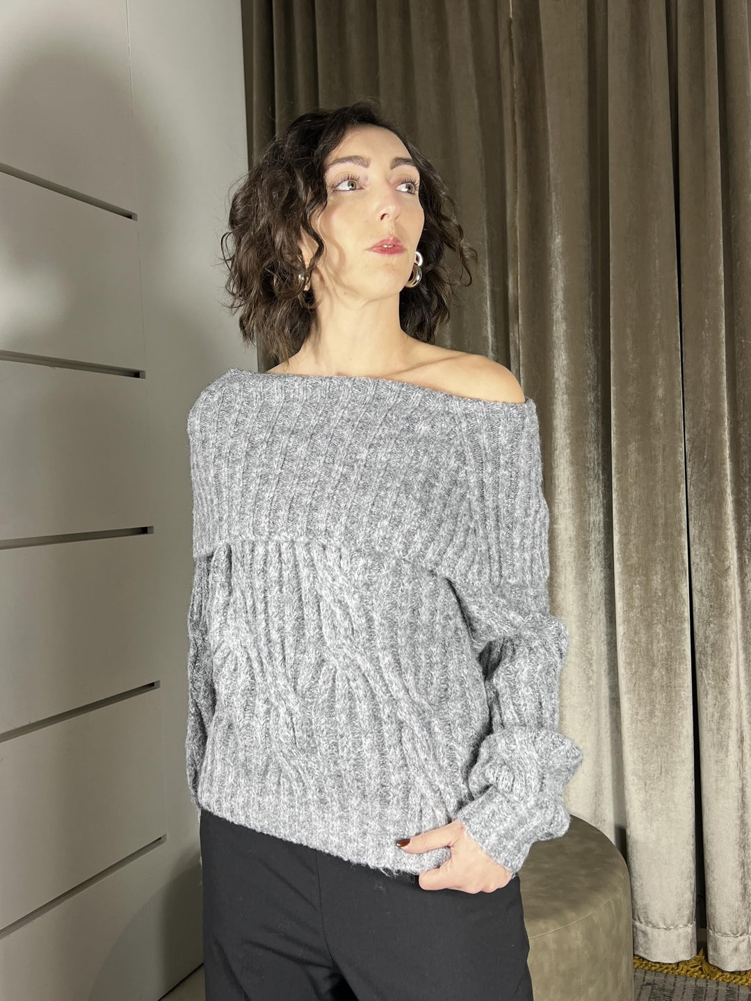 maglione scollo shiffer grigio MBD-P334GRIGIO HAVE ONE