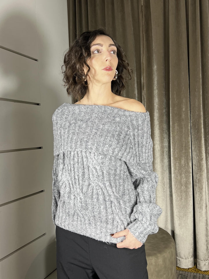 maglione scollo shiffer grigio MBD-P334GRIGIO HAVE ONE