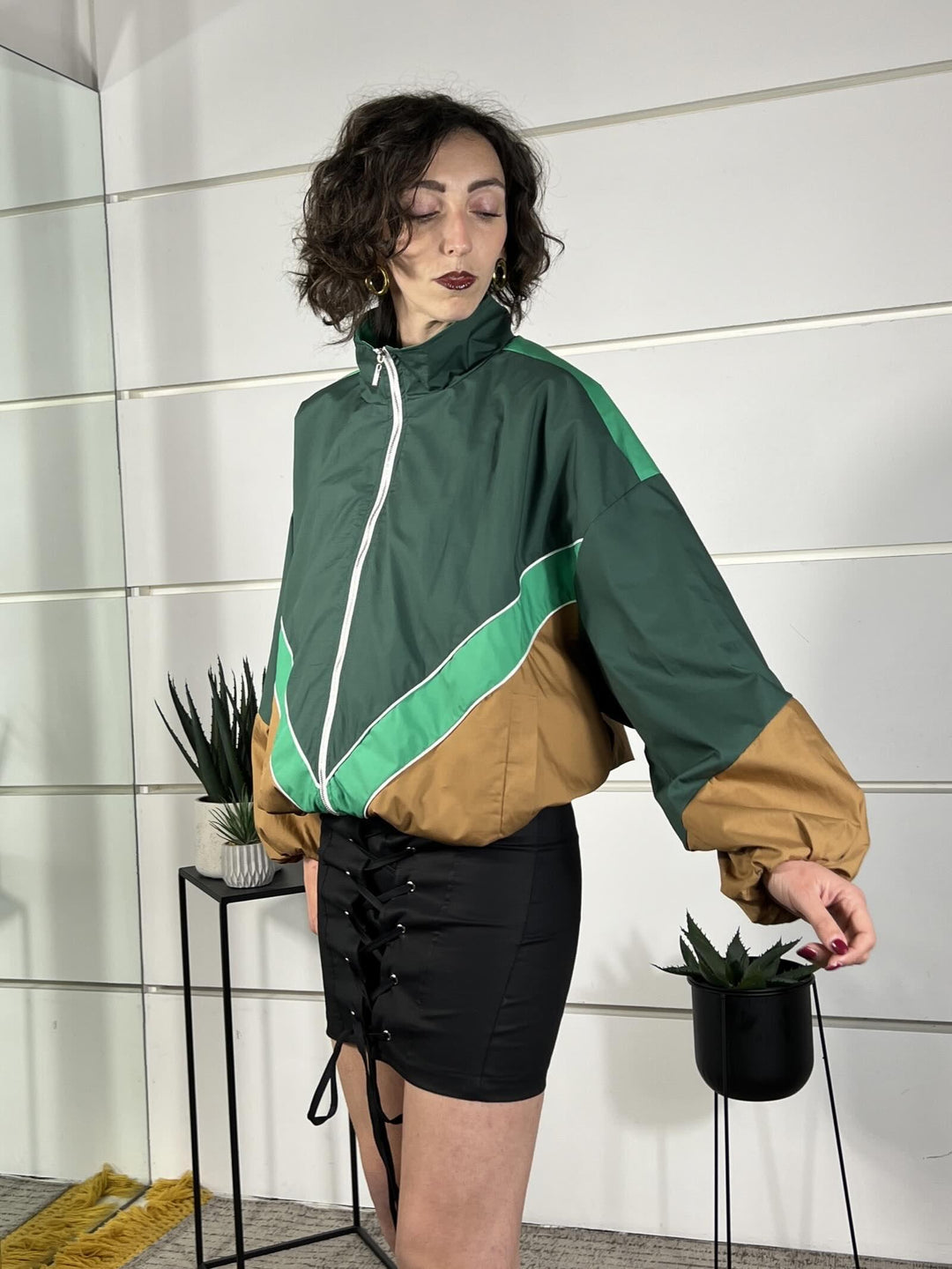 bomber over bicolor verde e cammello KVS-Q070VERDE/CAMMELLO HAVE ONE