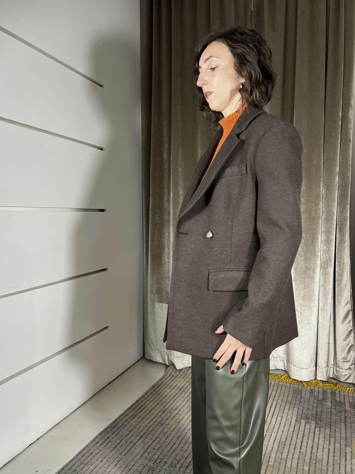 giacca cappotto doppiopetto moro in misto lana  JCB-P134MORO HAVE ONE