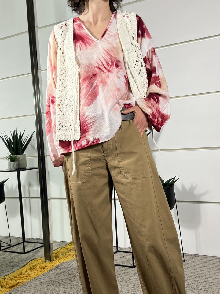 pantalone a ovetto con elastico nel retro cammello 58300GLCAMMELLO SUSY MIX