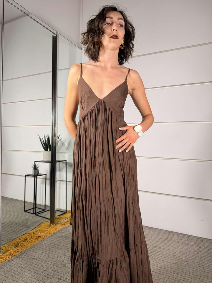 abito spallina moro in cotone e seta S26M813MORO SUSY MIX