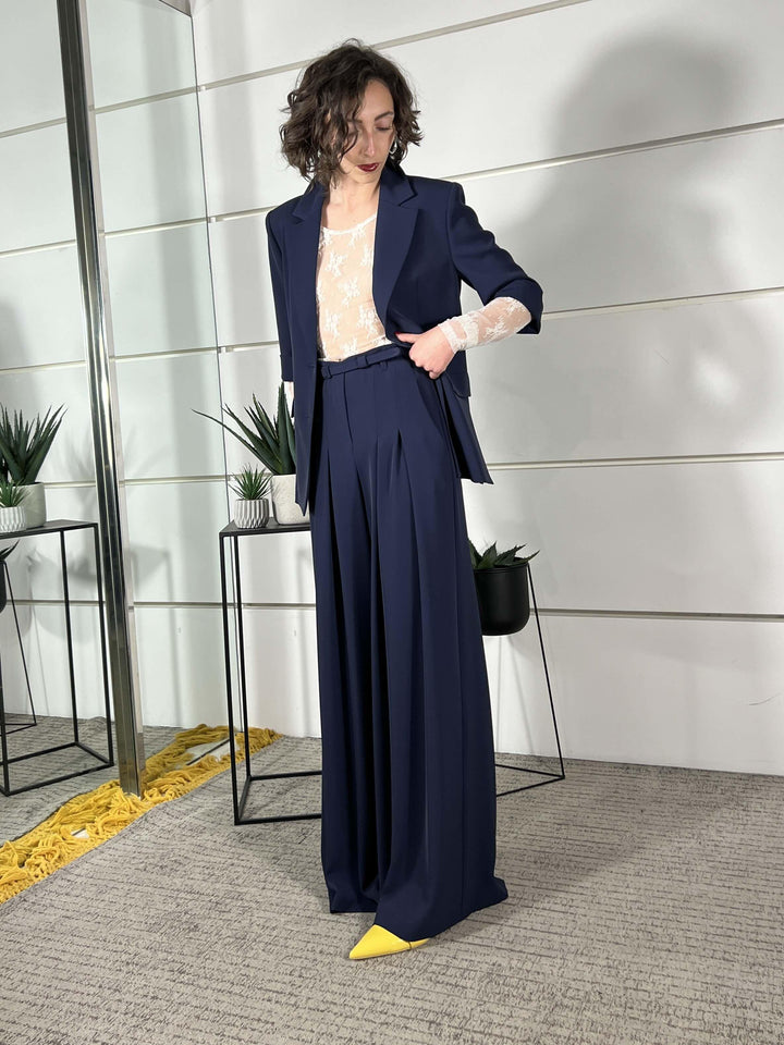 pantalone ampio con cinta e pinces blu P3ZQLHX1650 IMPERIAL