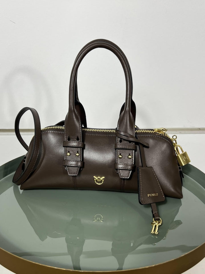 Borsa bowling baguette marrone BOWLING BAG BAGUETTEL74V PINKO