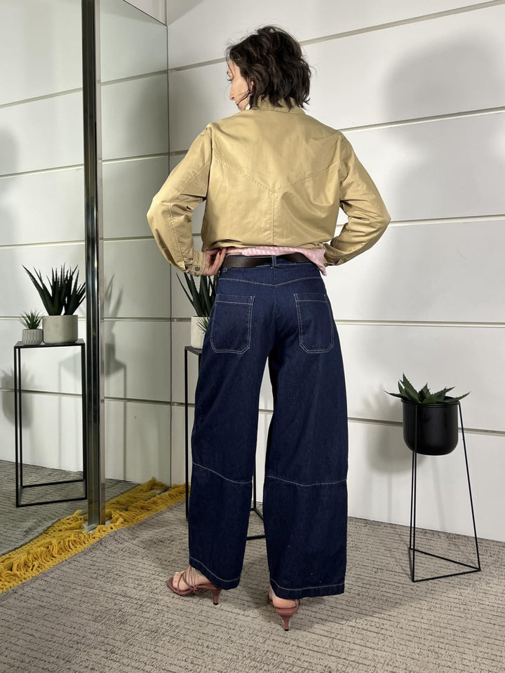 jeans work con impunture a contrasto denim scuro 60410PBLU SUSY MIX
