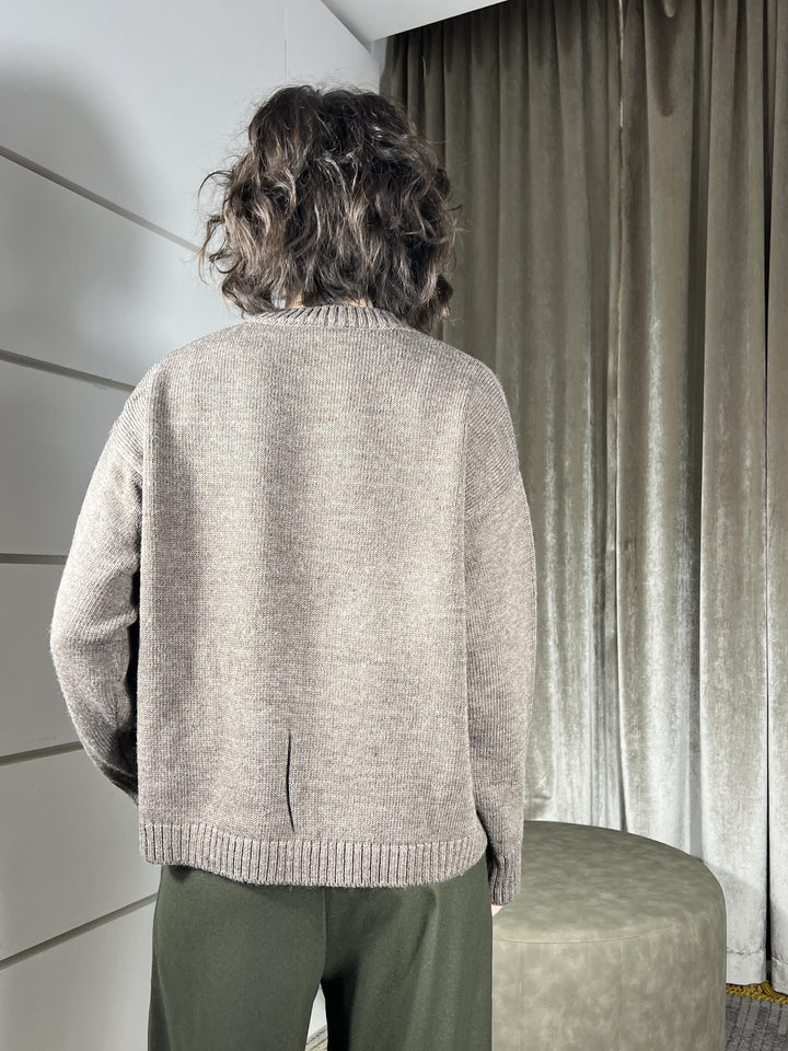 maglione girocollo con disegno in misto lana rust W5HMJ59A400SNRUST TENSIONE IN