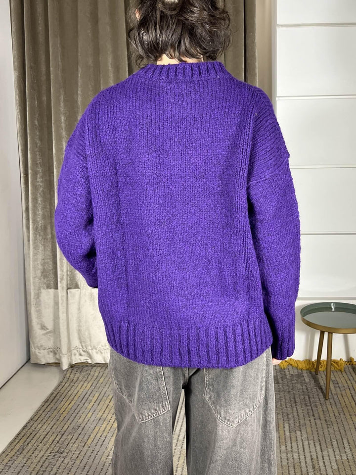 maglione girocollo in misto lana e alpaca viola 33057FVIOLA VICOLO