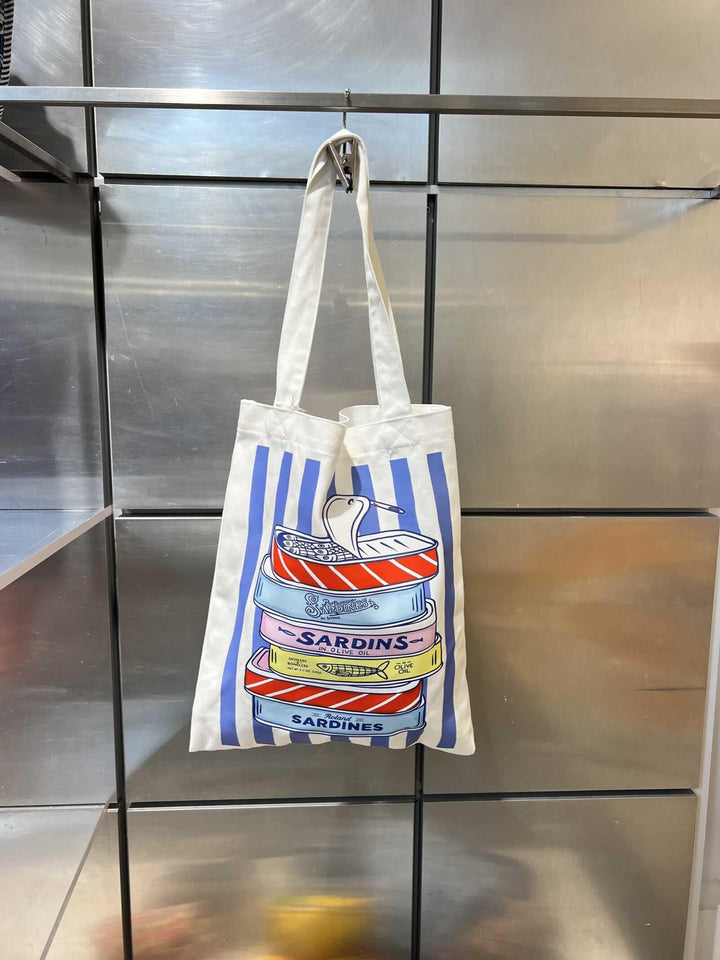 borsa in cotone con dtampa sardine 0229SARDINE SPICY CAFE
