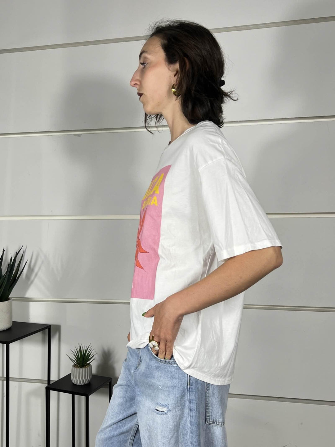 t-shirt con stampa ibiza bianca girocollo manica corta 690002IBIZA SPICY CAFE