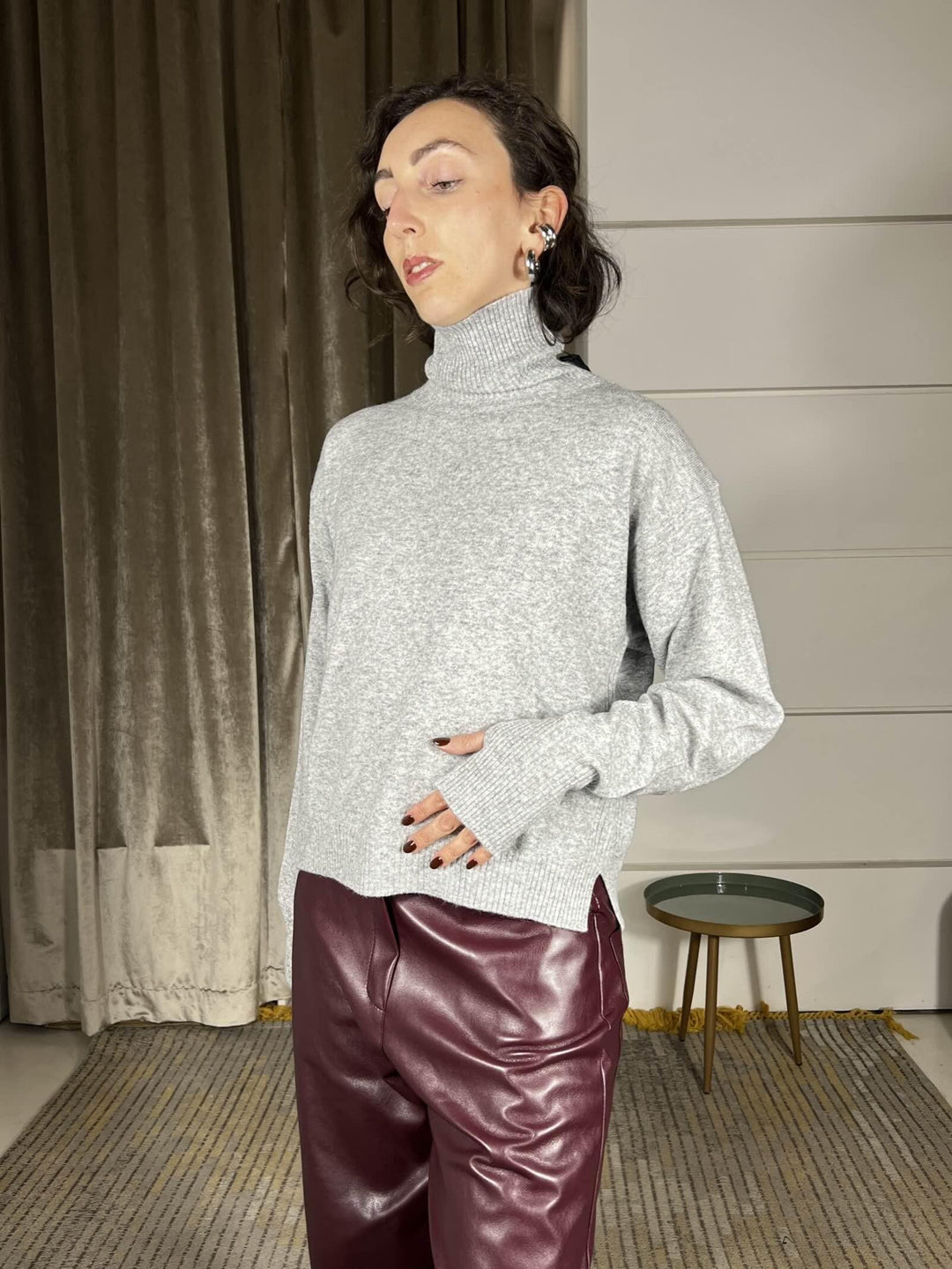 dolcevita con manicotto grigia in mistoa lana 22108FGRIGIO VICOLO