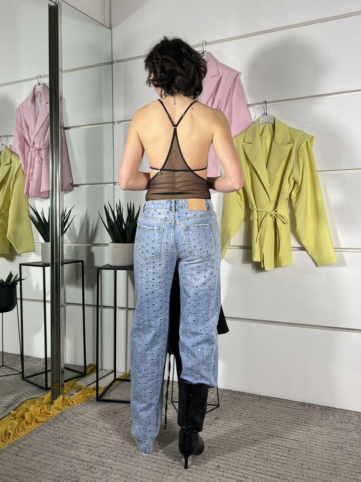 jeans modello alex con borchie DAB5002DENIM CHIARO VICOLO