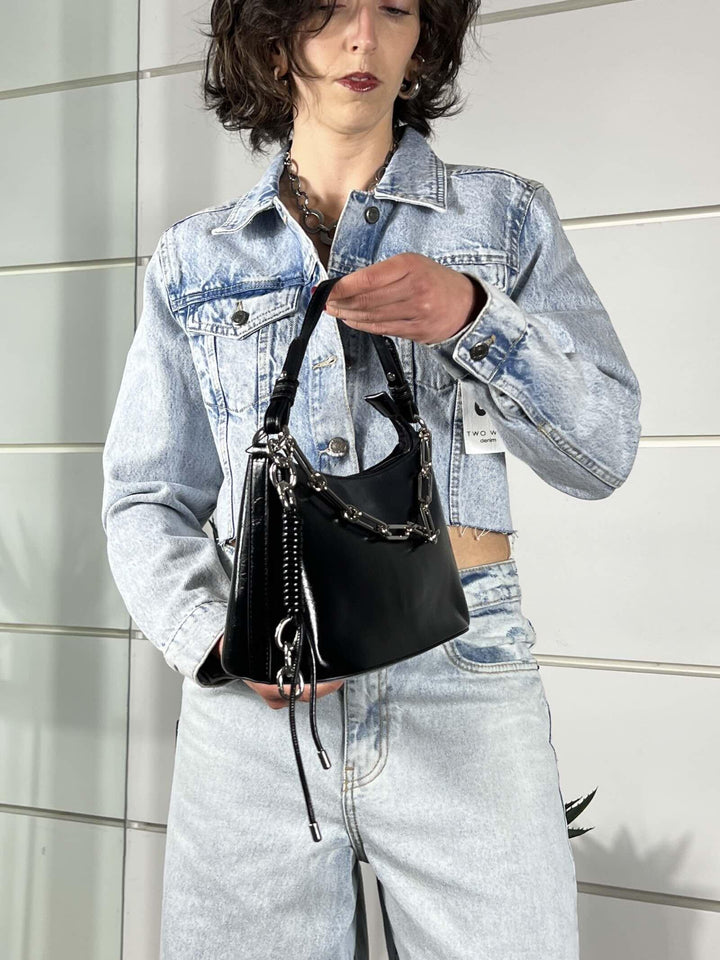 borsa nera con catena BO291126NERO SUSY MIX