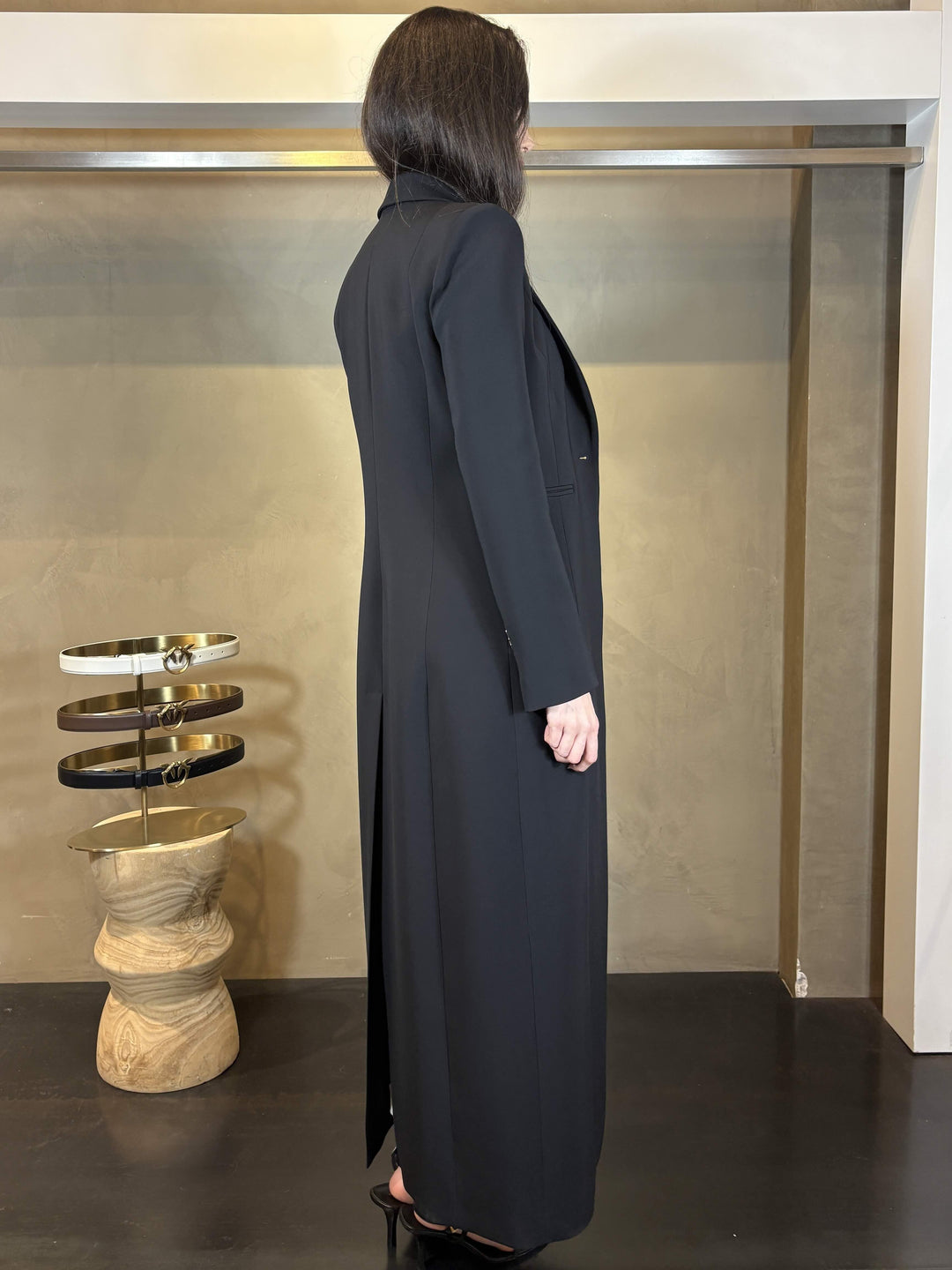 giacca lunga sfiancata monopetto nera 8O0222A6F5K103 PATRIZIA PEPE PREVIEW