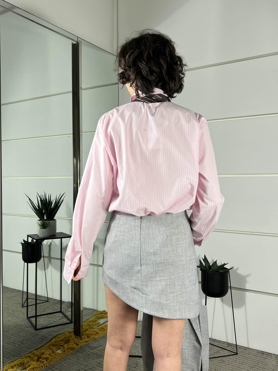minigonna asimmetrica grigio melange chiaro TAB1336GRIGIO MELANGE CHIARO VICOLO