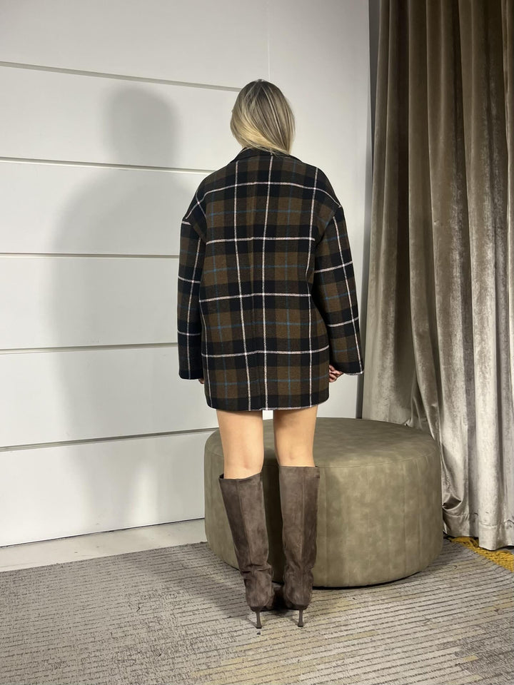 cappotto check con collo a rever moro KJ05KRE1880 IMPERIAL