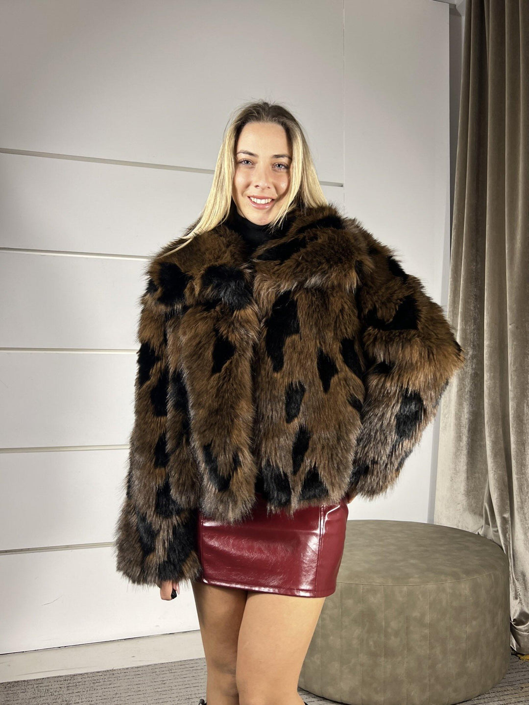 ecopelliccia bicolore moro e nera MFY2512MORO SUSY MIX