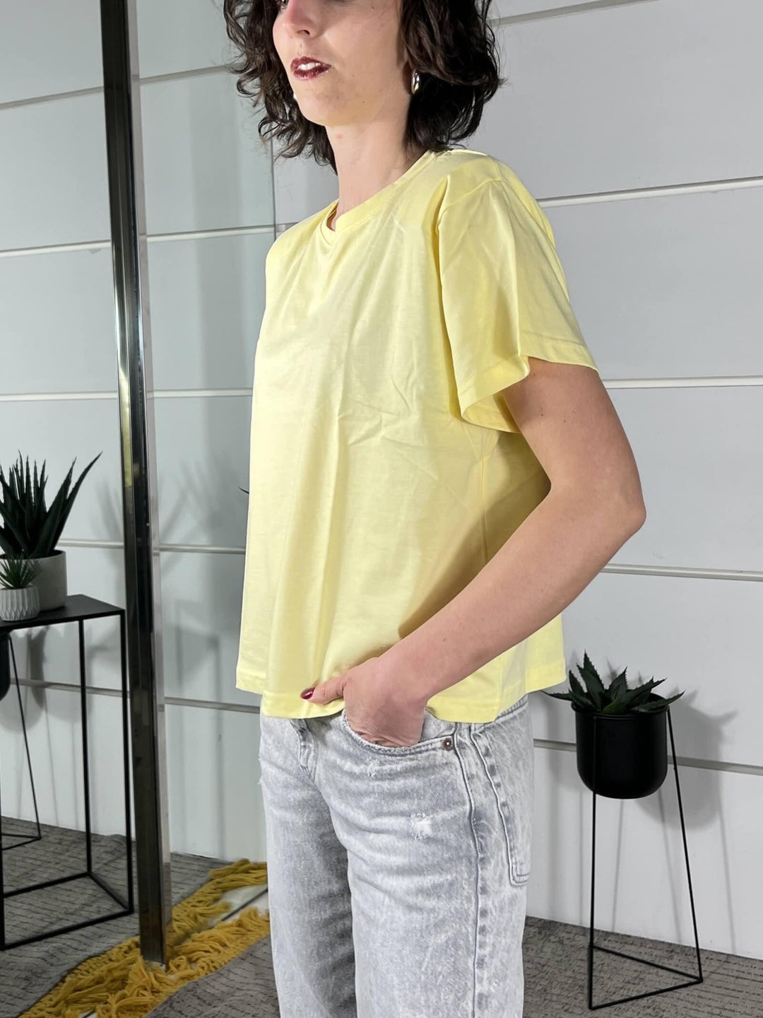 t-shirt girocollo con spalline gialla manica corta TS26SGI40GIALLO TWO WAY