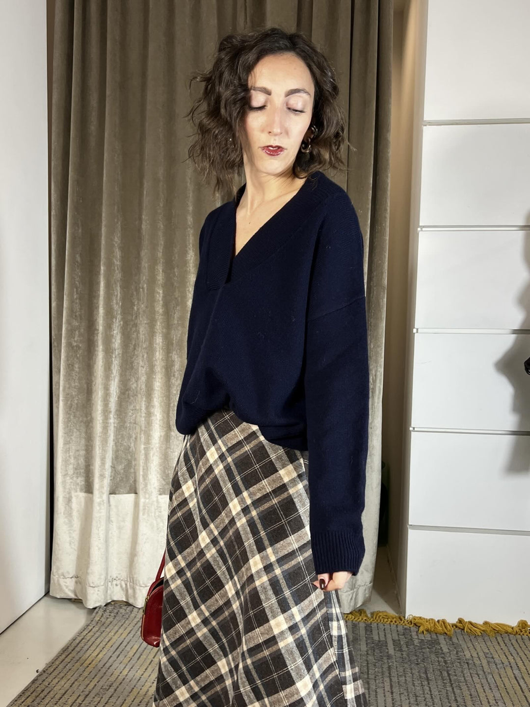 maglione scollo a v 100% lana blu WL785AI25BLU TENSIONE IN