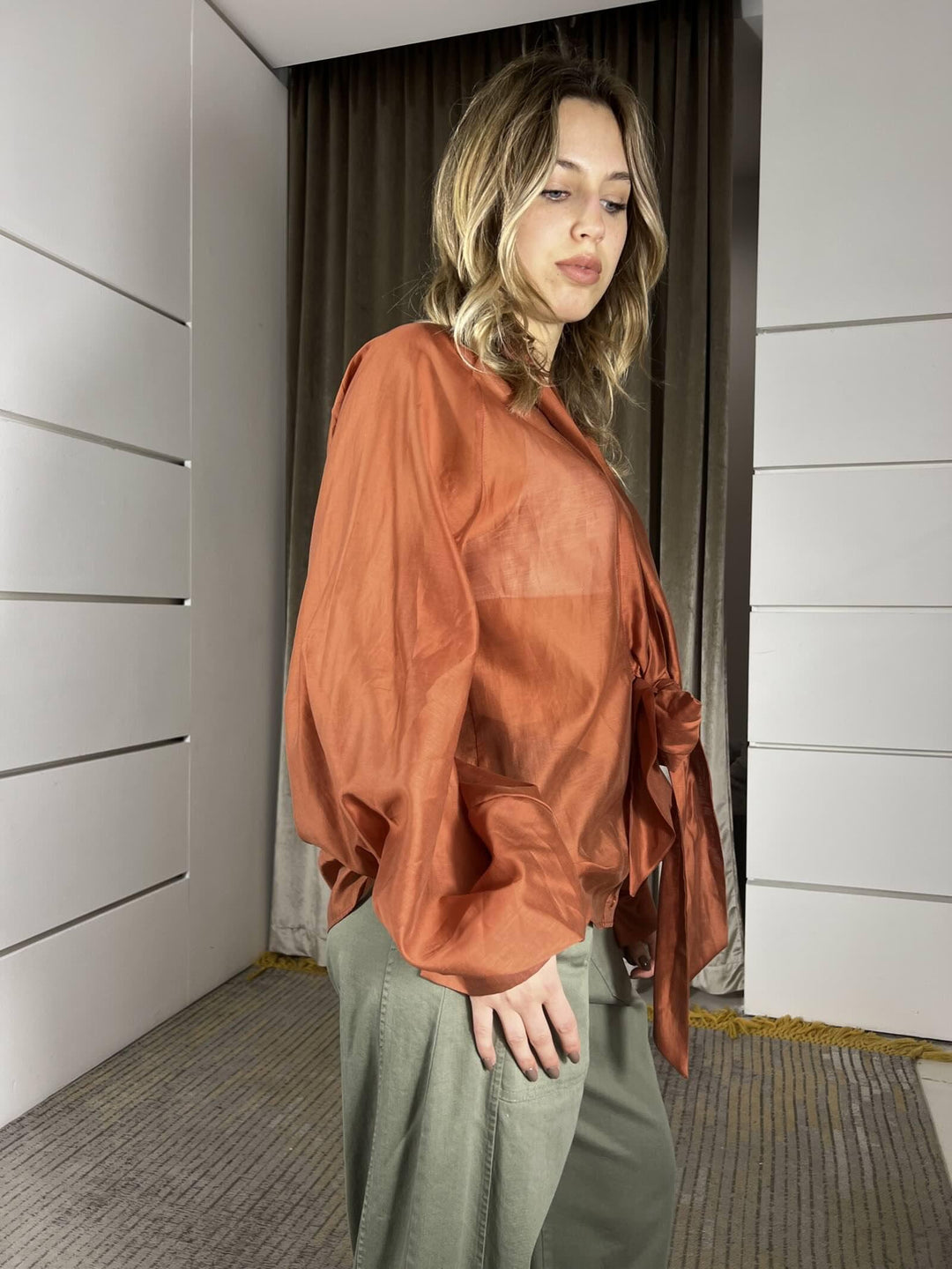 camicia in voile con scollo e fiocco coccio TAB0533COCCIO VICOLO